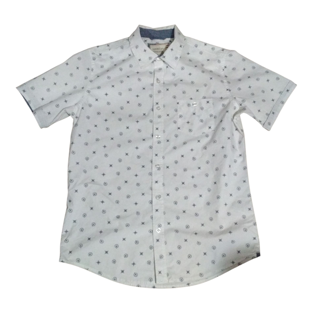 American Threads White Casual Button Down Shirt